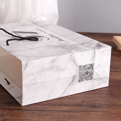 Retail shopping package laminated coloful marble design wedding gift paper bag